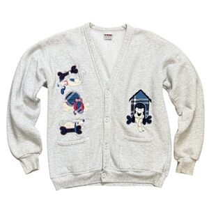 Vintage Cardigan Sweatshirt Sweater Dog Puppy USA M Medium